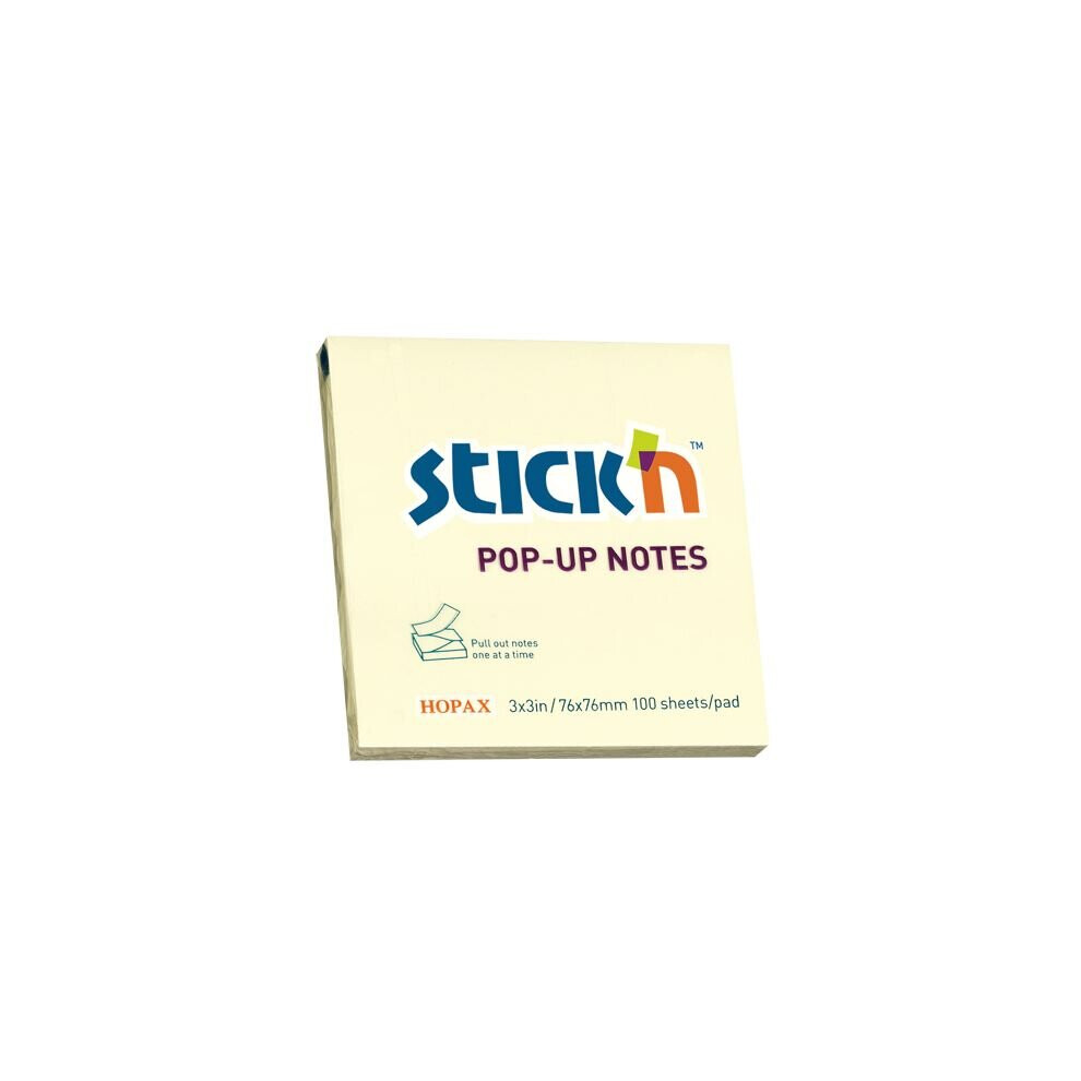STICK N Value Stickn Pop-Up Sticky Notes 76x76mm Yellow PK12-image-OPC-P5YJ79Y-NEW