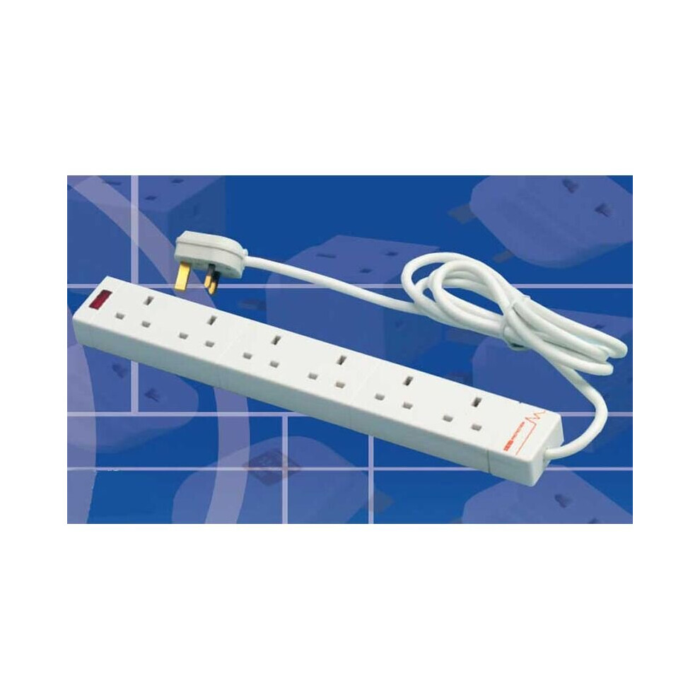 Fdl 6 Way Surge Protected Mains Gang Socket Strip - 2M 5055309614989