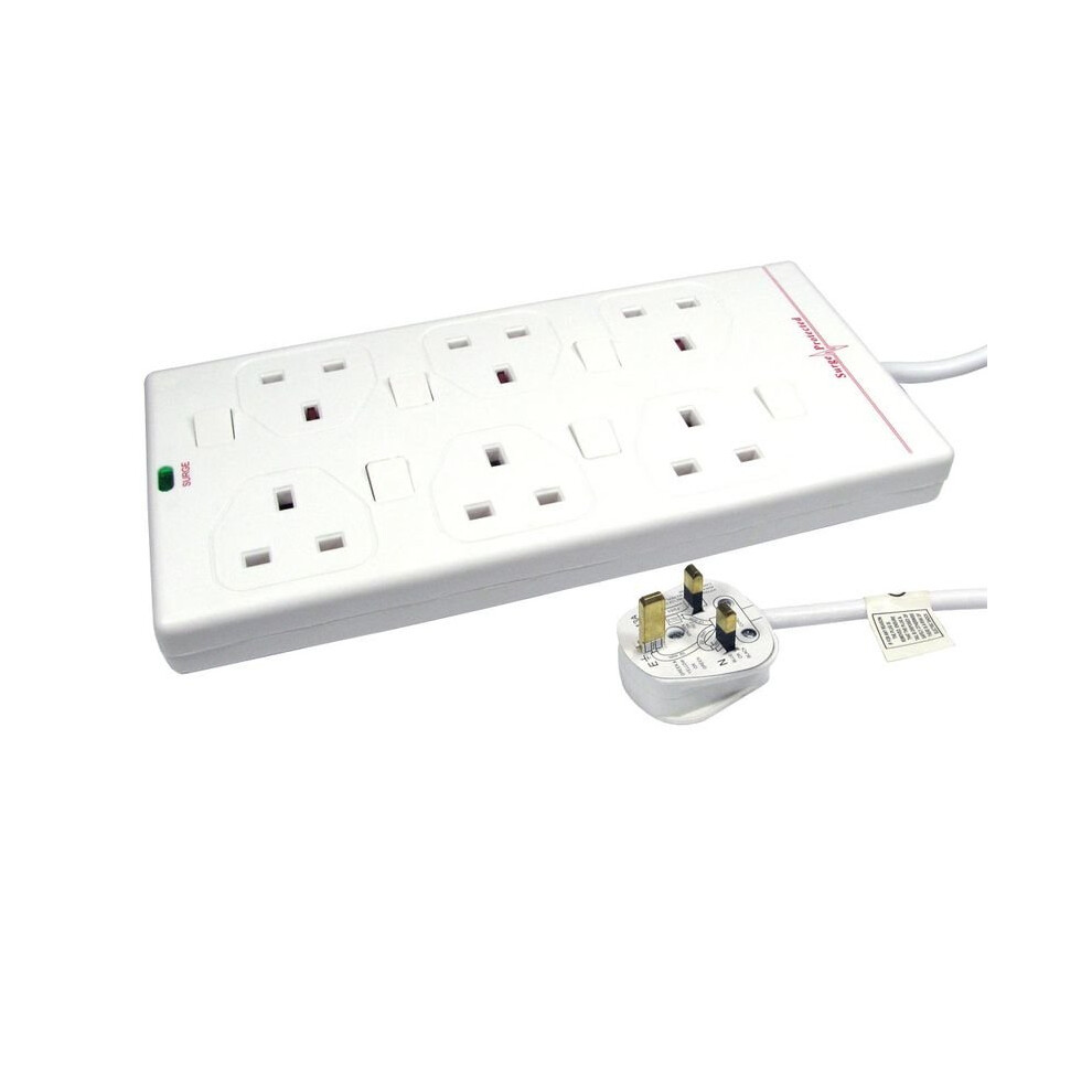 Fdl 6 Way Surge Protected Switched Gang Strip + Indicator - 2M 5055309619854