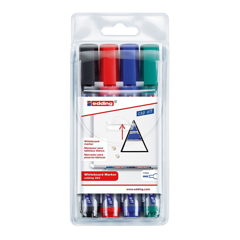 Edding 363 Whiteboard Marker Chisel Tip 1-5Mm Assrtd Pk4