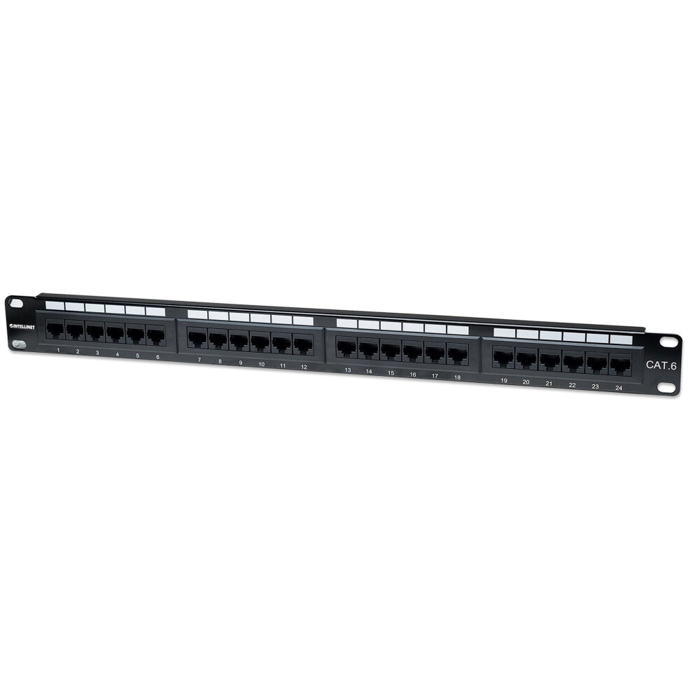 Intellinet Patch Panel, Cat6, Utp, 24-Port, 1U, Black 766623520959