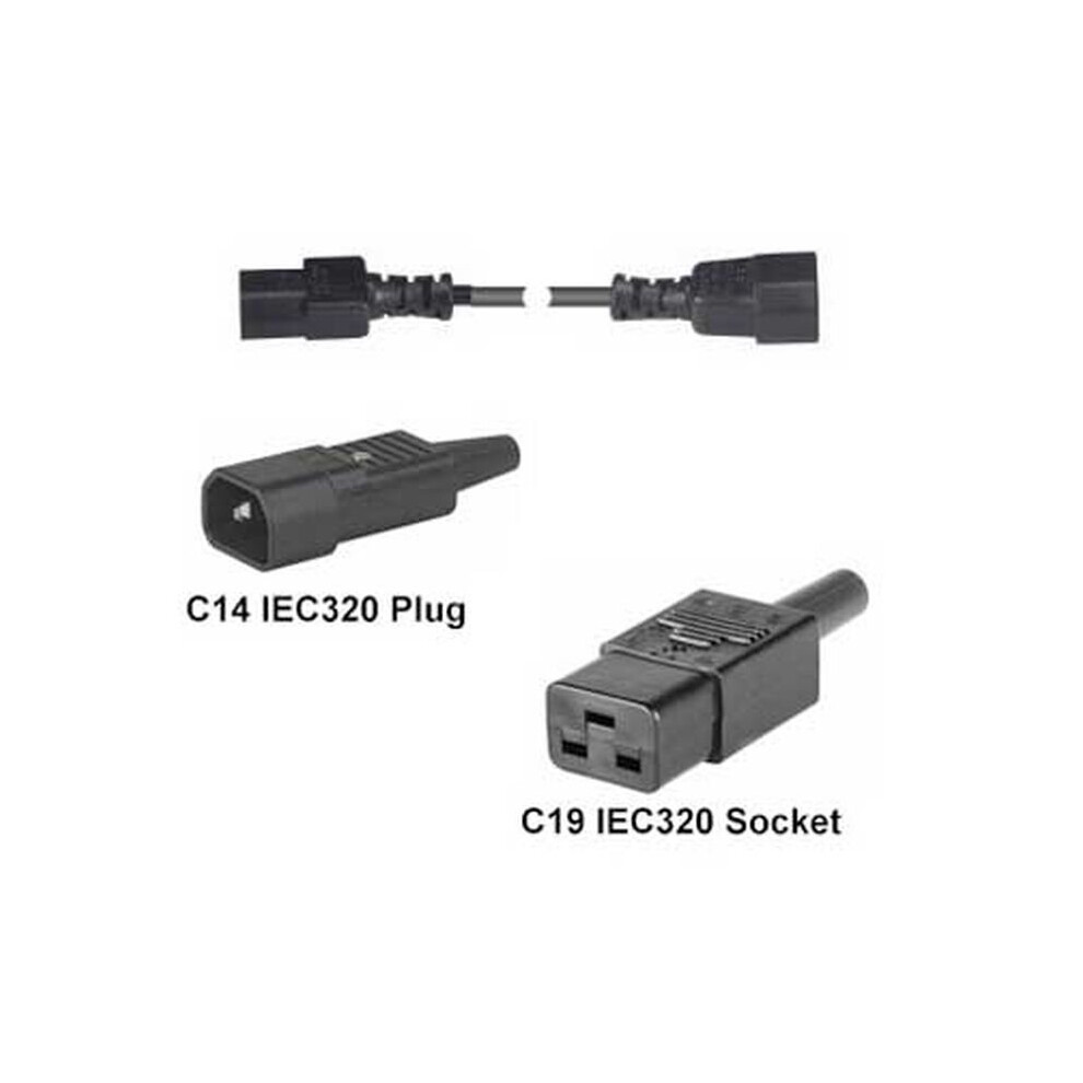 Fdl 2M Iec C14 Plug To Iec C19 Socket Power Extension Cable Black 5055309603297