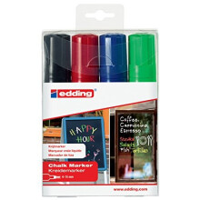 Marcatore a gesso liquido - EDDING - Confezione da 4 - Colori variati - Nero, rosso, blu, verde fluorescente