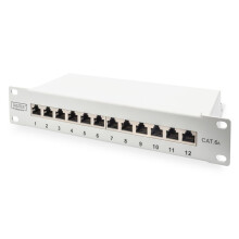 Patch panel - DIGITUS - 10 Cat.6A - blindado - 12 portas - Cinza