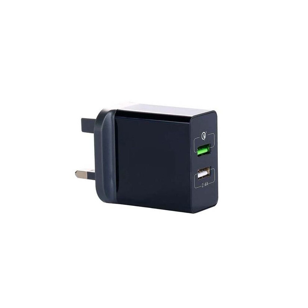 Fdl Black 2 Port 25W/5.2A 5V Dc Usb Mains Charger With Qc3