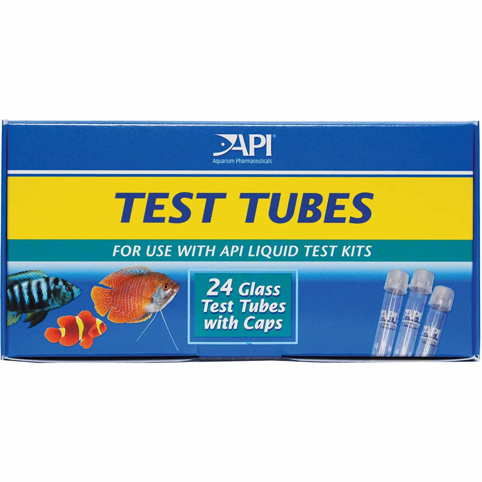 API Glass Test Tubes with Caps for Liquid Test Kits 24 Tubes