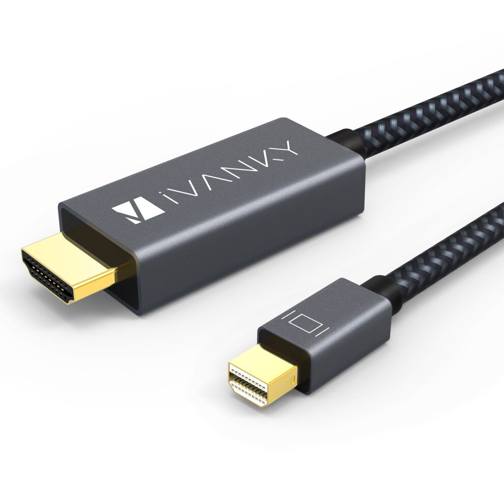 Mini Displayport To Hdmi Cable 2M Ivanky Nylon Braided Mini Dp To Hdmi Cable 24K -Plated Thunderbolt To Hdmi Cable Compatible With Macbook Air, Gold 790404206343