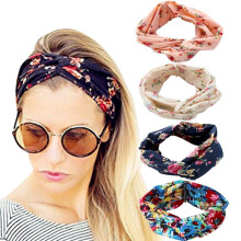 DRESHOW 4 Pack 1950's Vintage Flower Headbands for Women Twist Elastic Turban Headband Head Wraps Cute Hair Band