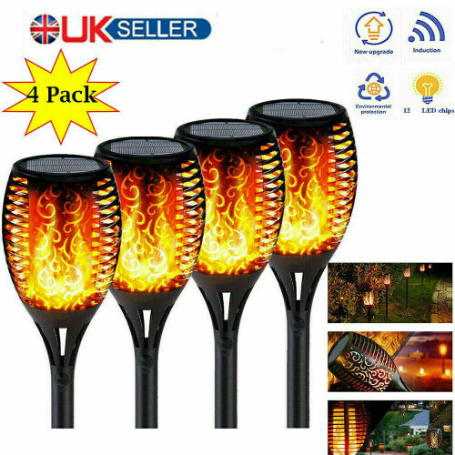 4-pack Flakkende flamme-stil hage-solcellelys | LED-utendørslys 1