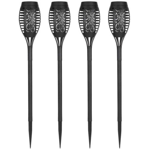 4pk Flickering Flame-Style Garden Solar Lights | LED Outdoor Lights