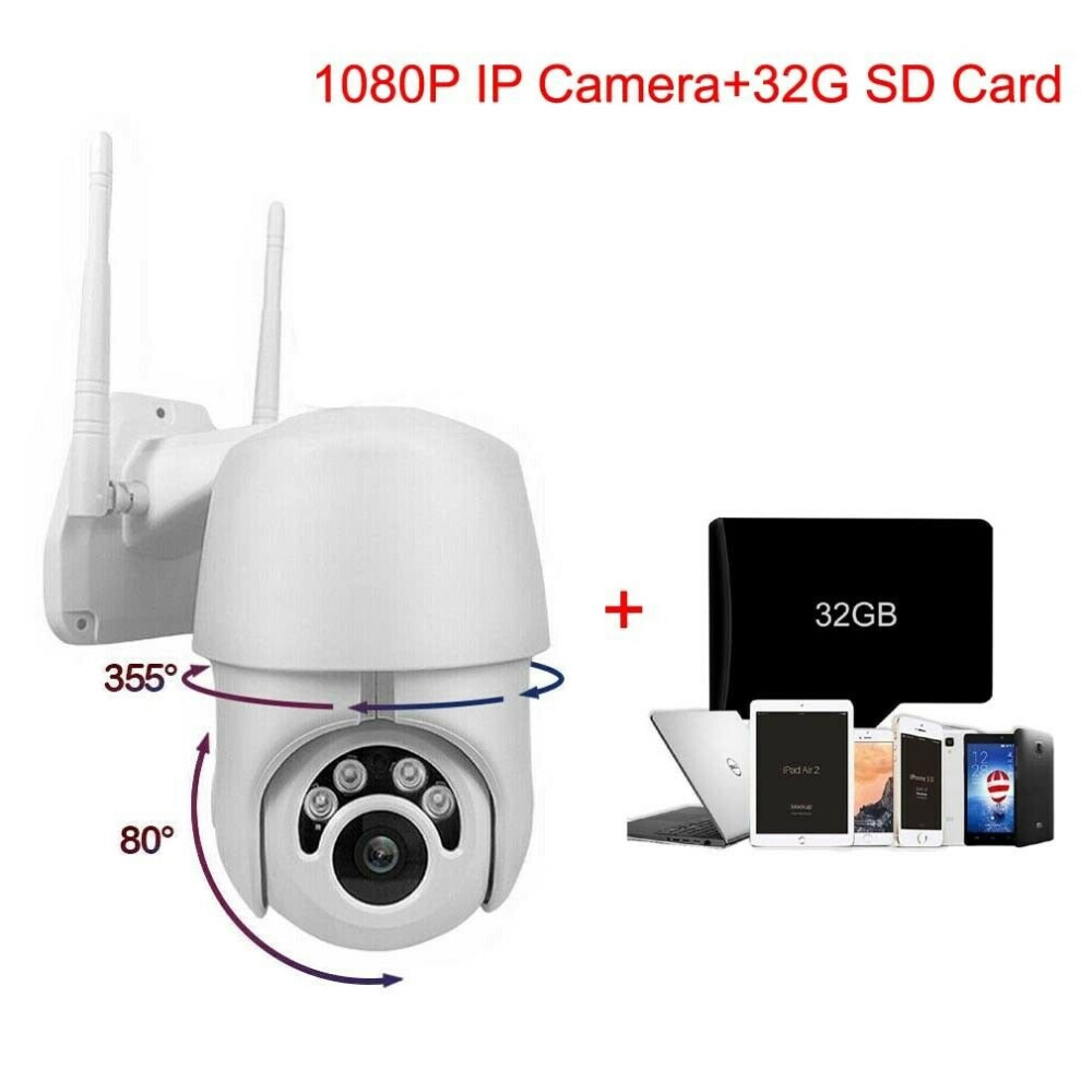 (1080P Ip Camera+32G Sd Card) 1080P Outdoor Cctv Hd Wireless Wifi Ip Camera Pan/Tilt Home Security Ir Camera 731551343055