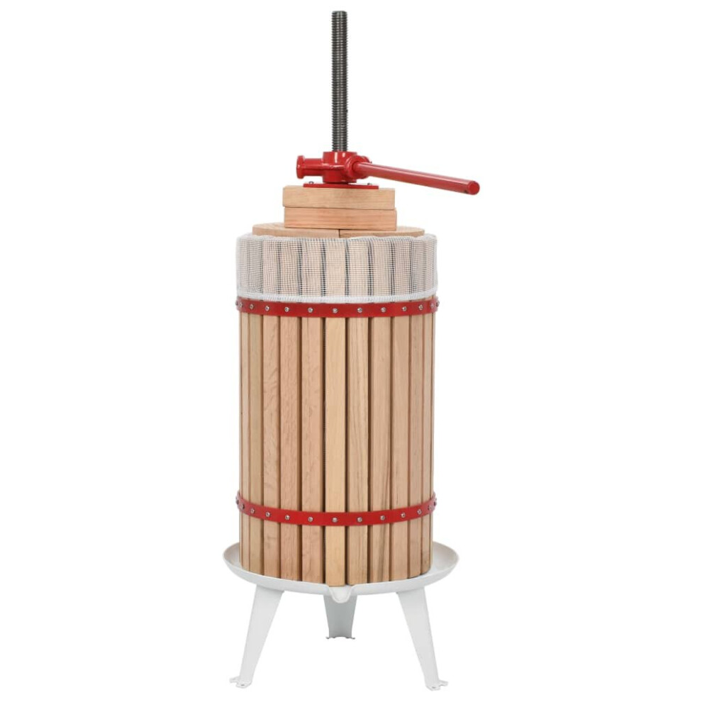 vidaXL Fruit and Wine Press with Cloth Bag 30L Oak Wood Juice Squeezer Maker