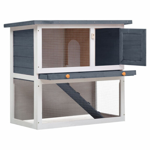 VidaXL vidaXL Kaninchenstall 1 Tür Grau Holz 1