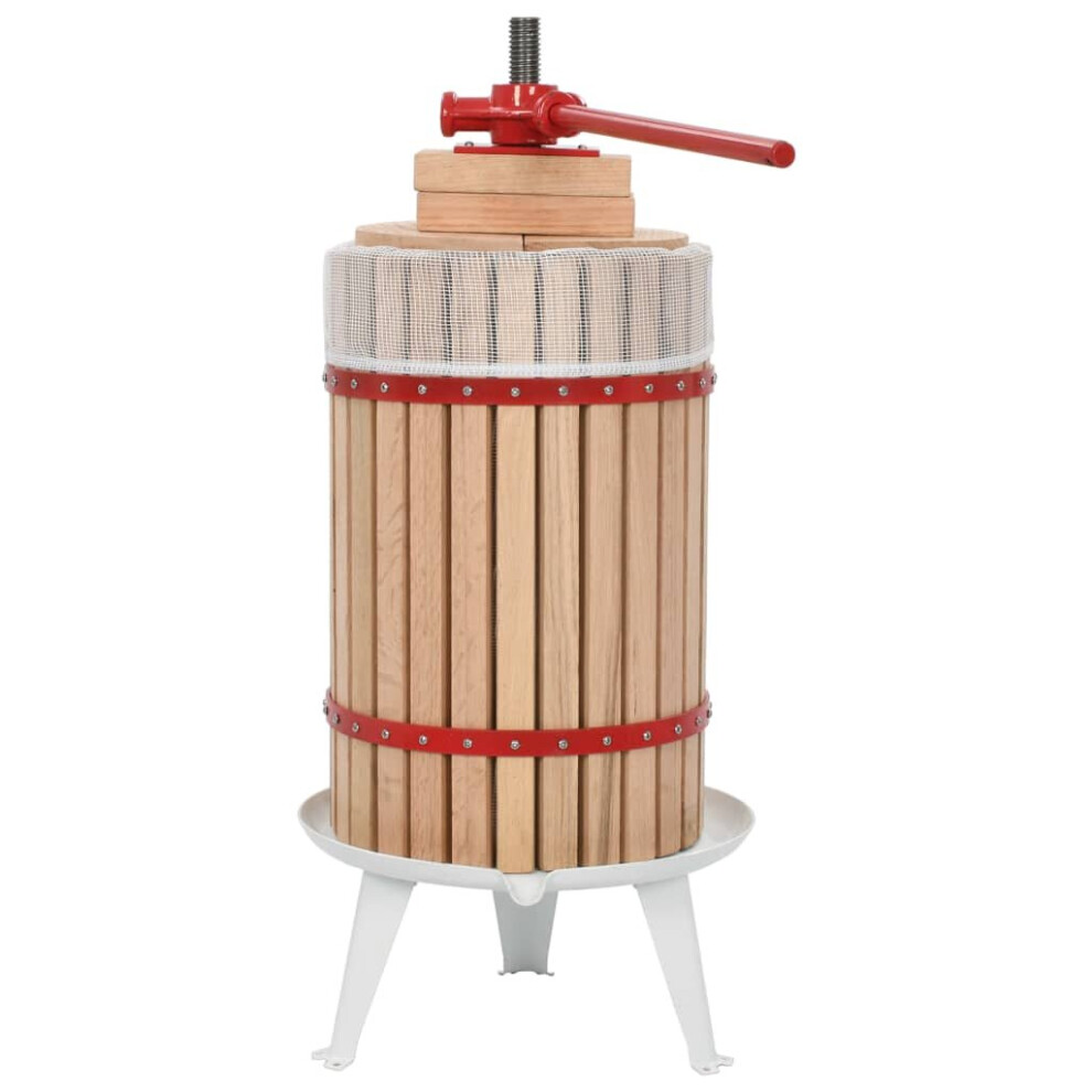 Vidaxl Fruit And Wine Press With Cloth Bag 24L Oak Wood Juice Squeezer Maker