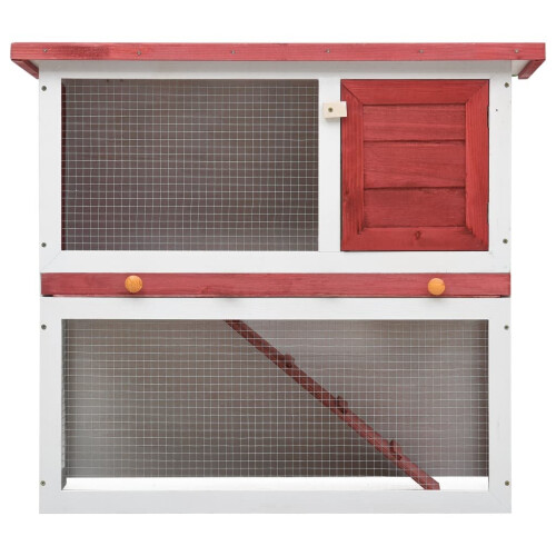 VidaXL vidaXL Kaninchenstall 1 Tür Rot Holz 2