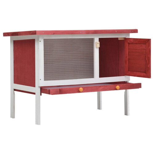 VidaXL vidaXL Kaninchenstall 1 Ebene Rot Holz 1