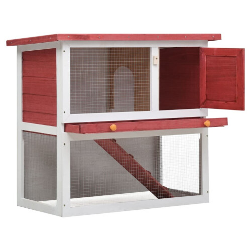 VidaXL vidaXL Kaninchenstall 1 Tür Rot Holz 1