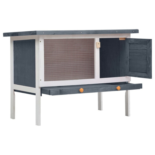 VidaXL vidaXL Kaninchenstall 1 Ebene Grau Holz 1