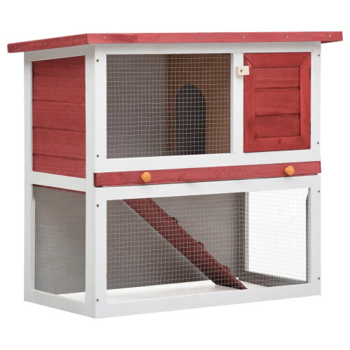 VidaXL vidaXL Kaninchenstall 1 Tür Rot Holz