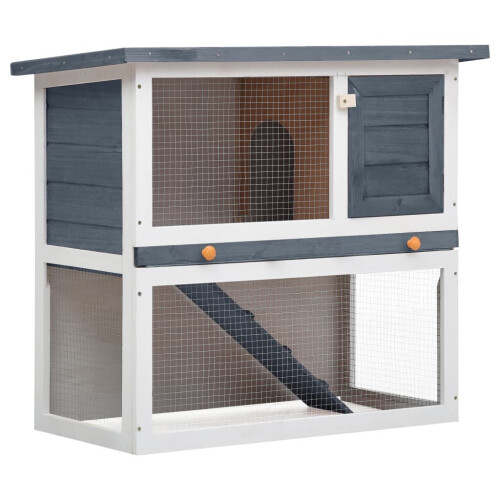 VidaXL vidaXL Kaninchenstall 1 Tür Grau Holz