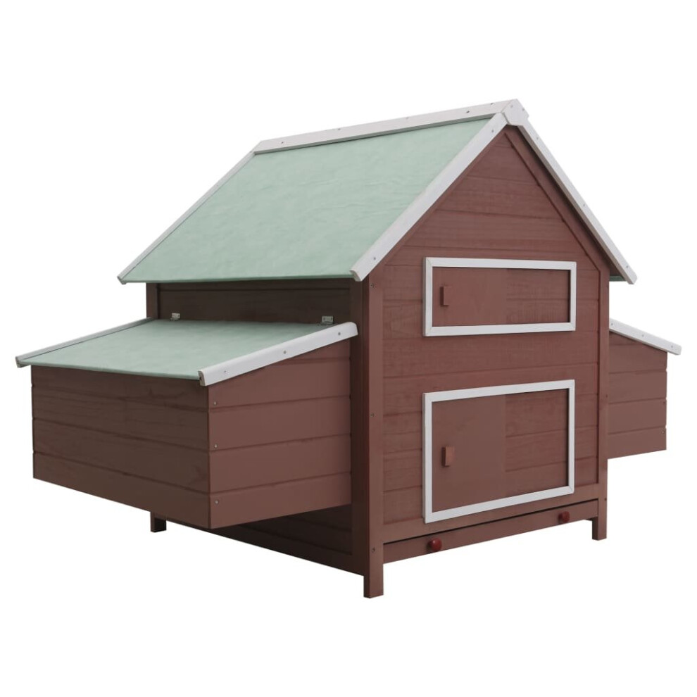 vidaXL Chicken Coop Brown Wood Hen House Small Animal Habitat Cage Pet Carrier