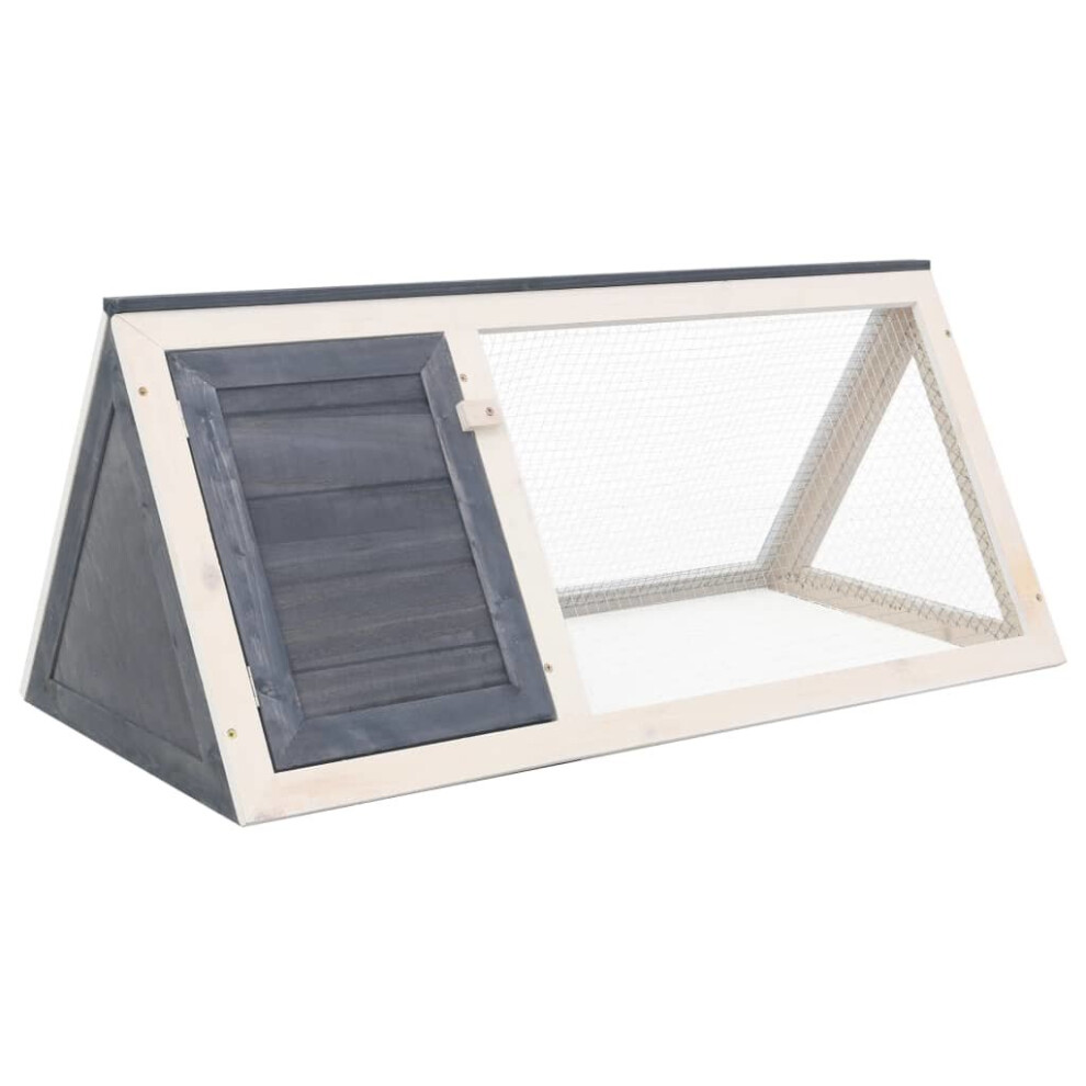 Vidaxl Animal Rabbit Cage Grey Wood Bunny Run Hutch Pet Habitat Shelter House