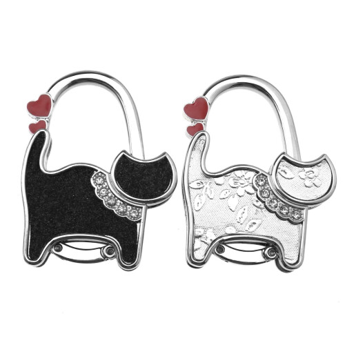 2pcs Cat Handbag Hanger Set Foldable Purse Table Hook Bag Assorted Pattern