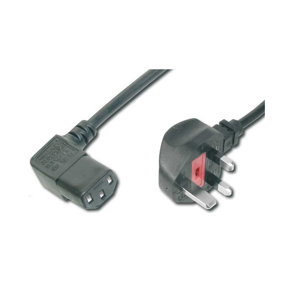 Fdl 2M 13A Uk Mains Plug To Right Angled C13 Iec Socket Cable Black 5055309600814