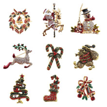 9Pcs Christmas Xmas Festival Brooch Pin Set Reindeer Father Christmas Tree Bell