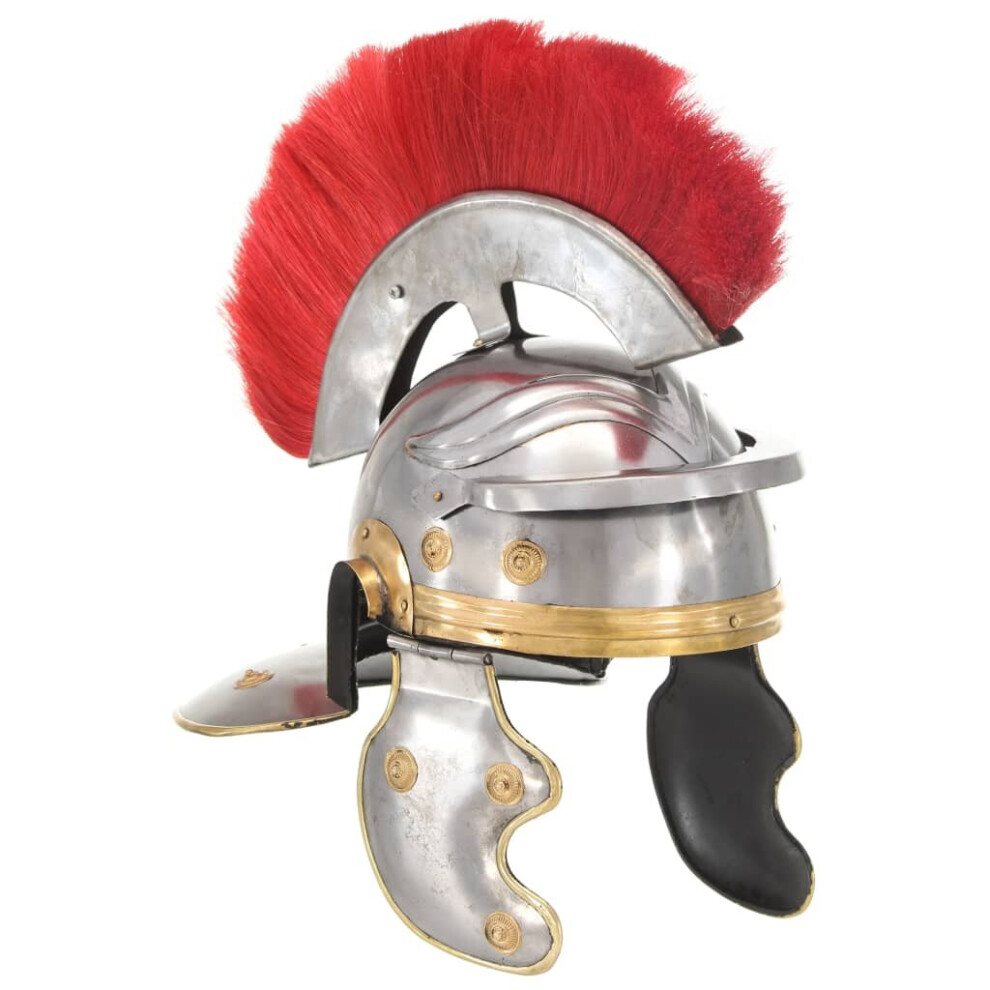 Vidaxl Roman Medieval Knight Helmet Larp Replica Silver Steel Armour Weapon Unisex Silver,Multicoloured