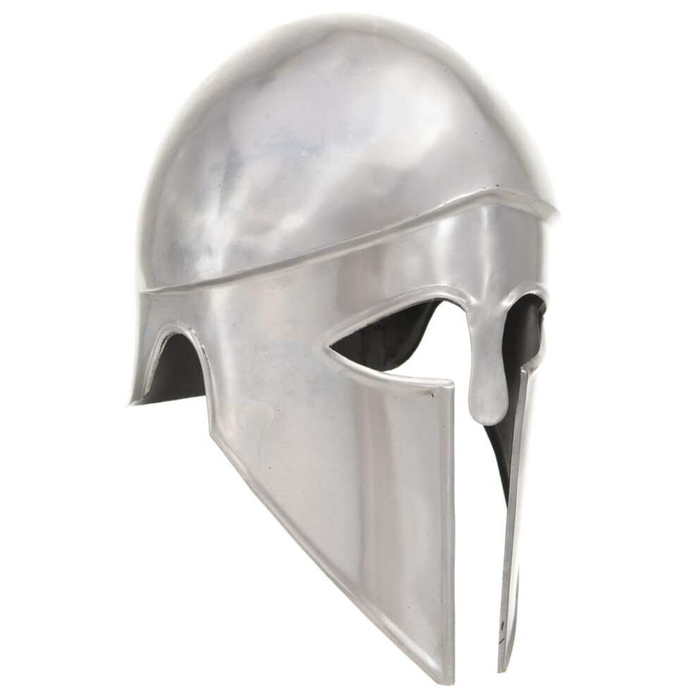 vidaXL Greek Medieval Knight Helmet LARP Replica Silver Steel Armour Weapon