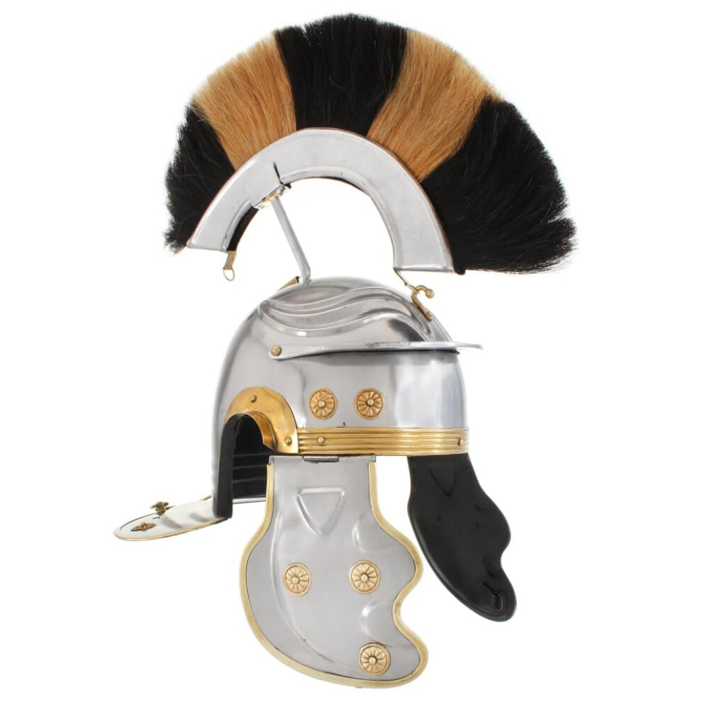 Vidaxl Roman Soldier Helmet Antique Replica Larp Silver Steel Armour Weapon Silver,Multicoloured
