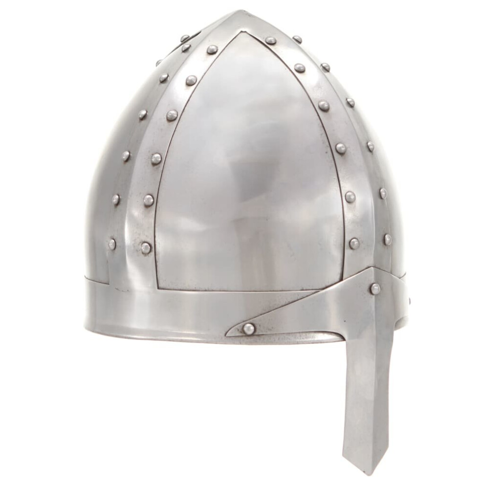 Vidaxl Medieval Knight Helmet Larp Replica Silver Steel Armour Warrior Weapon Silver,Multicoloured