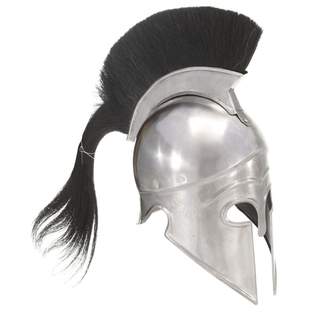 vidaXL Greek Medieval Knight Helmet LARP Replica Silver Steel Armour Weapon