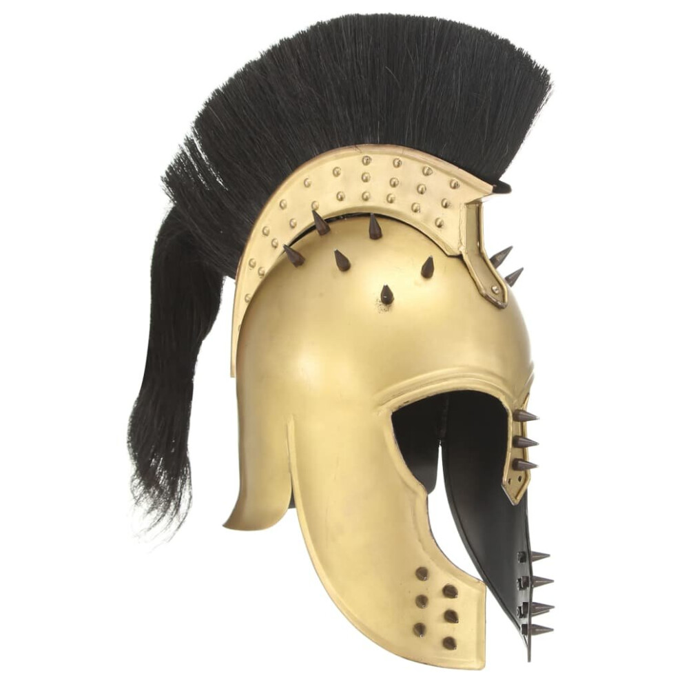 Vidaxl Greek Medieval Knight Helmet Larp Replica Brass Steel Armour Weapon