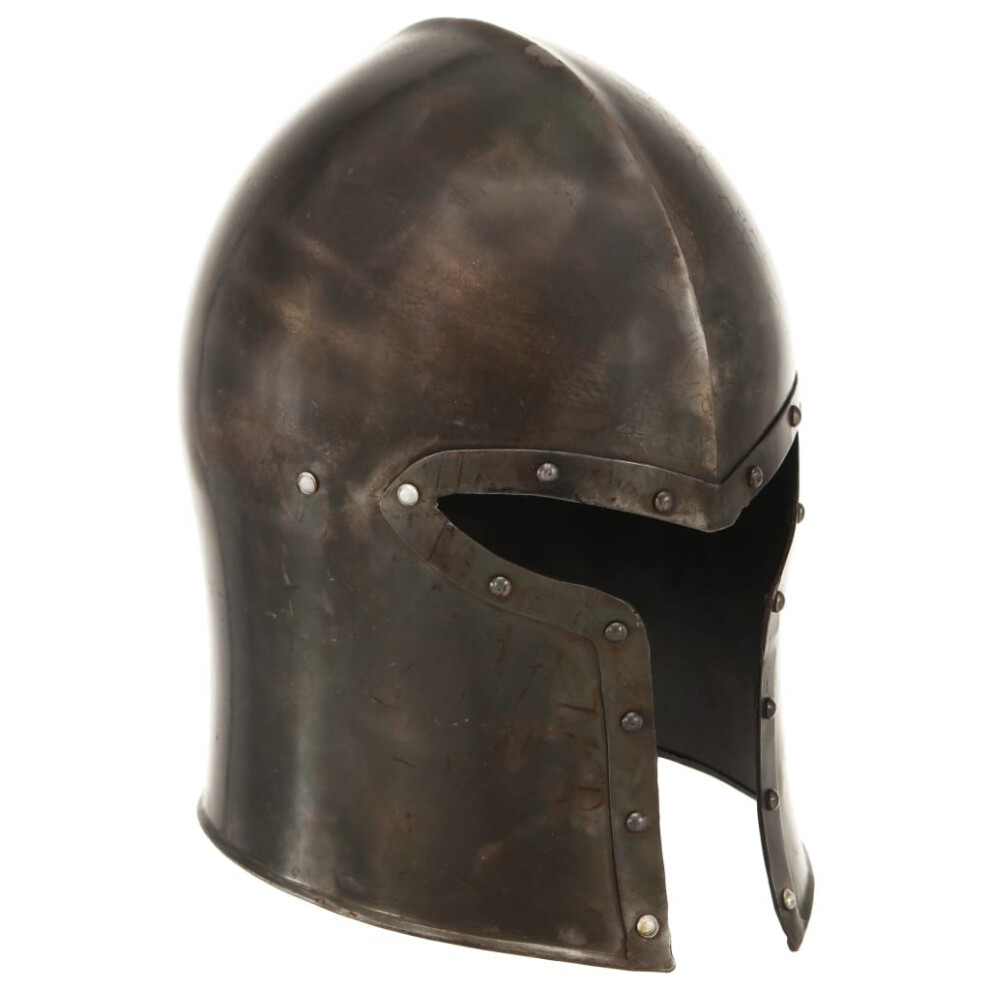 Vidaxl Medieval Knight Helmet Antique Replica Larp Silver Steel Armour Weapon