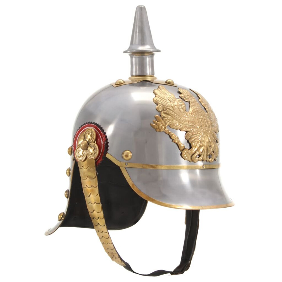 Vidaxl German Prussian Helmet Antique Replica Larp Silver Steel Armour Weapon