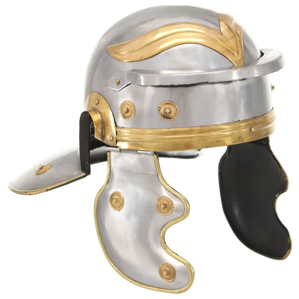 Vidaxl Roman Medieval Knight Helmet Larp Replica Silver Steel Armour Weapon