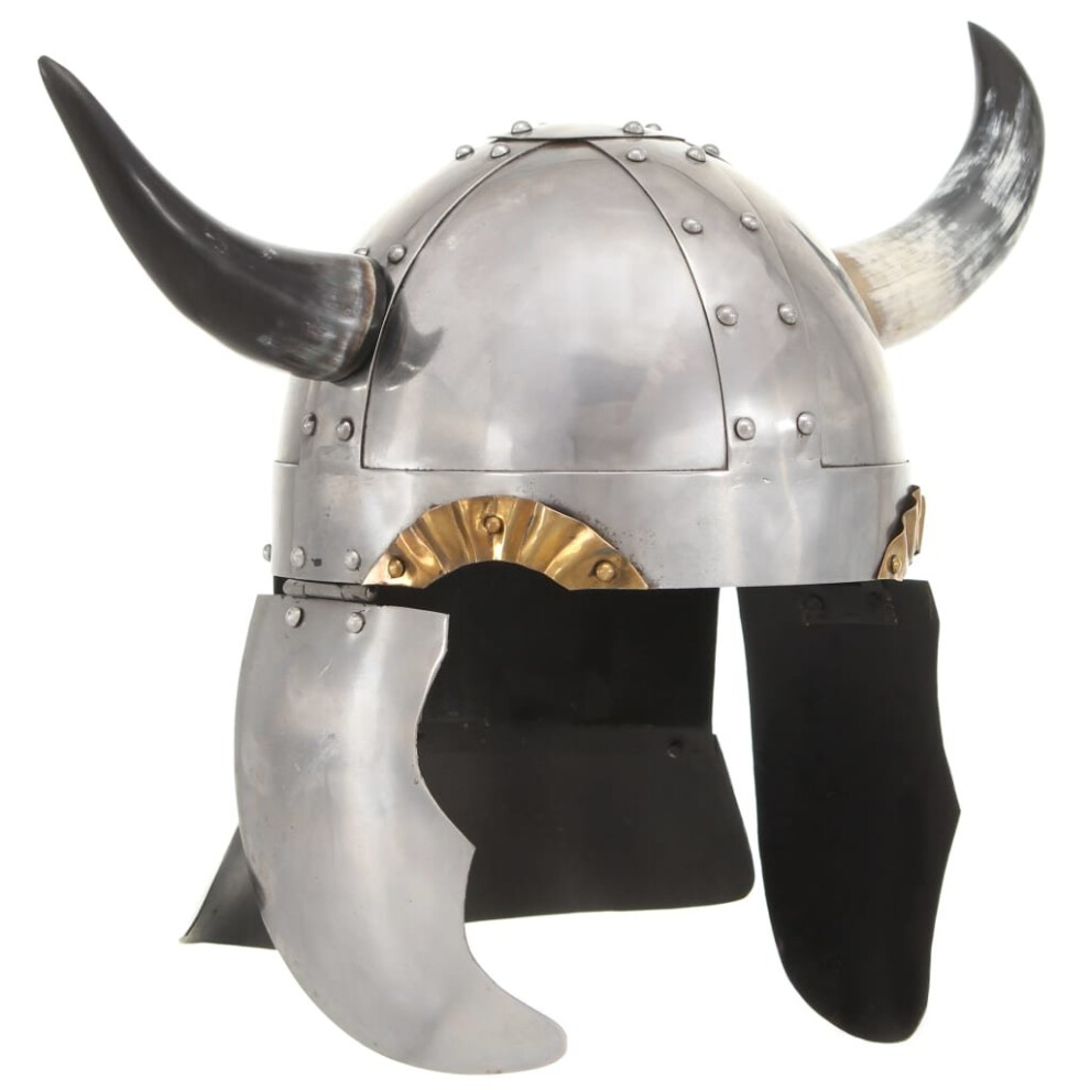 Vidaxl Fantasy Viking Helmet Larp Silver Steel Collectable Armour Weapon