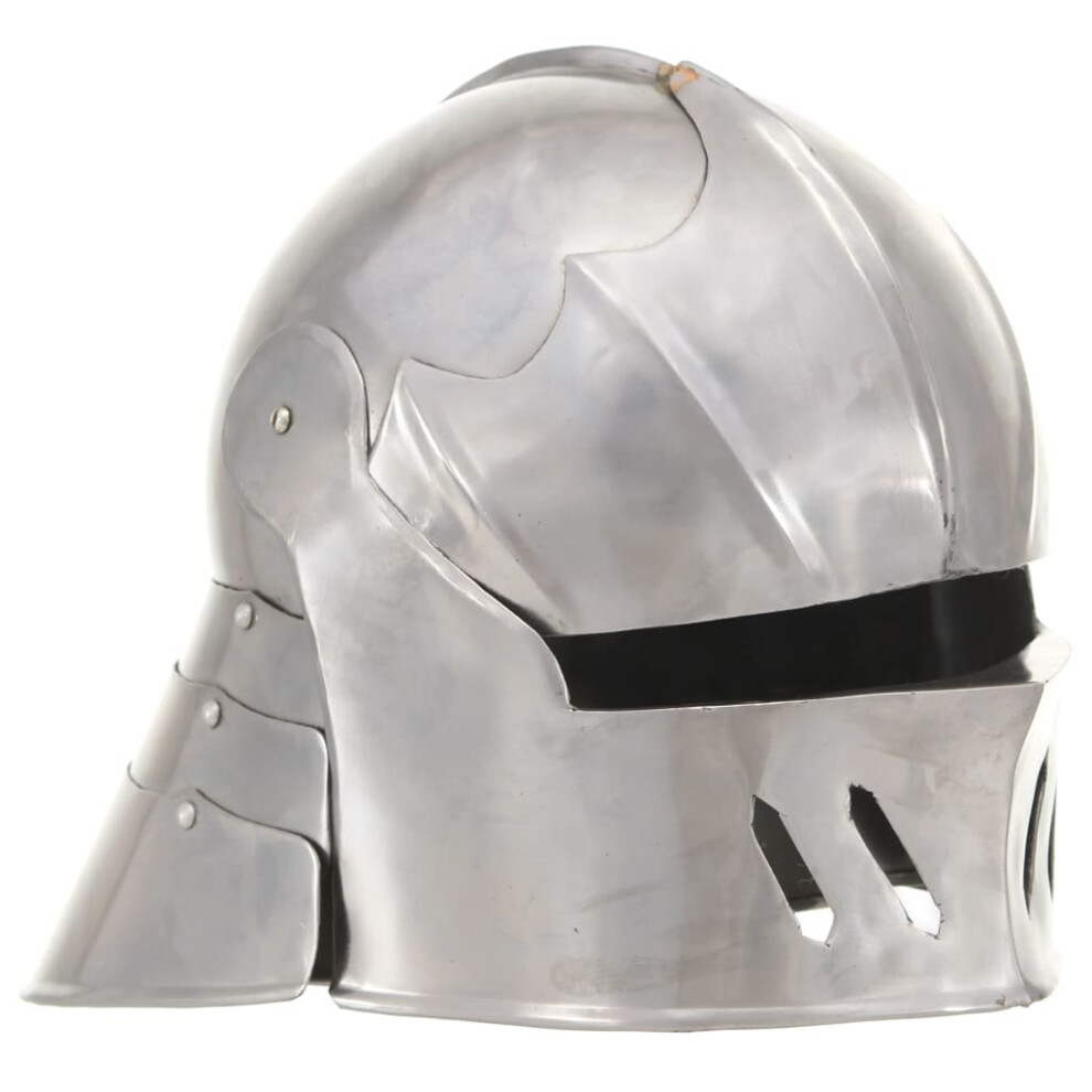 vidaXL Medieval Knight Helmet LARP Replica Silver Steel Armour Warrior Weapon