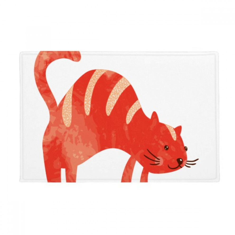 Red Smiling Fat Cat Animal Watercolor Ground Mat Non Slip Floor Bathroom Door Rug Carpet