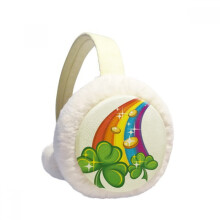 Clover Rainbow Ireland St.Patrick's Day Winter Ear Warmer Cable Knit Furry Fleece Earmuff Outdoor