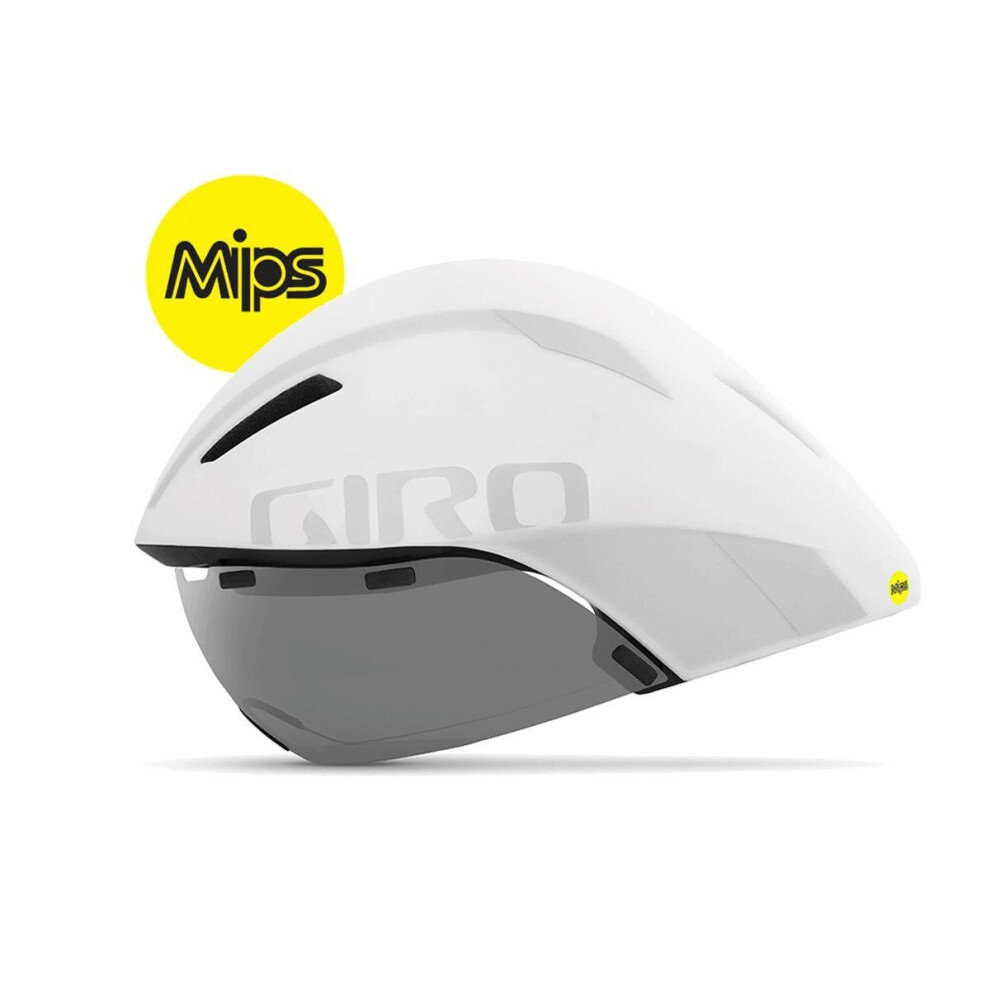 (S - 51-55 CM, White / Silver) Giro Aerohead MIPS Aero / Tri Helmet