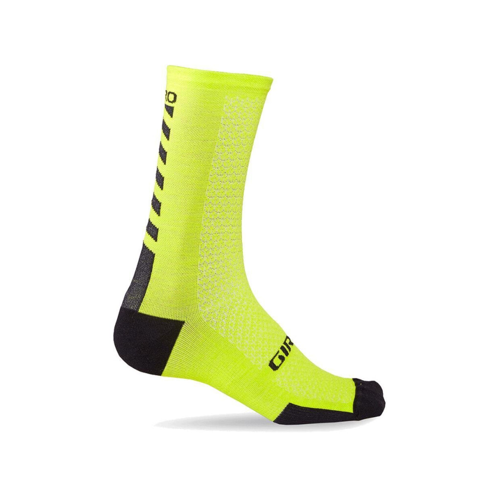 (S, Bright Lime / Black) Giro HRC+ Merino Wool Cycling Socks