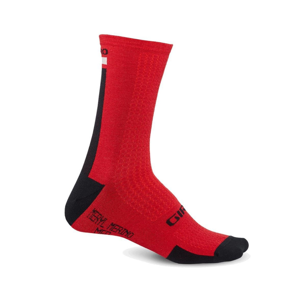 (M, Dark Red / Black / Grey) Giro HRC+ Merino Wool Cycling Socks