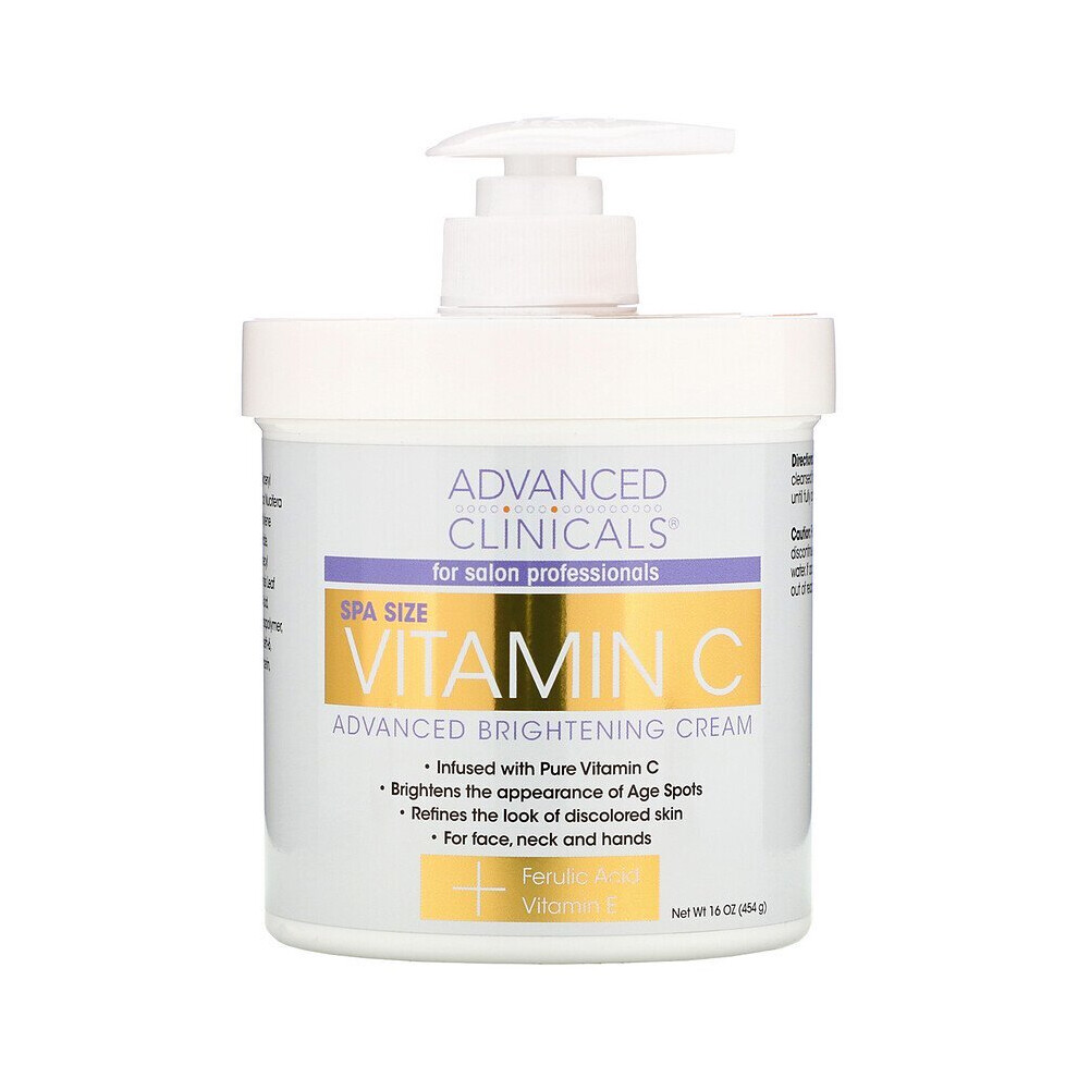 Advanced Clinicals, Vitamin C, Advanced Brightening Cream, 454g