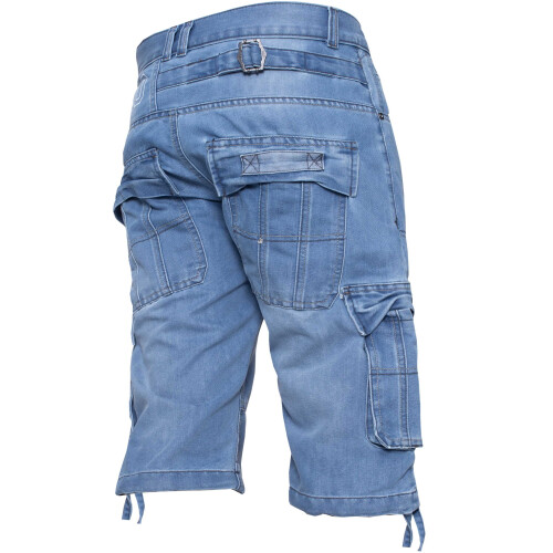Ze Enzo (Light Stonewash, 30") Enzo Mens Shorts Raw Combat Cargo Pockets Denim 1