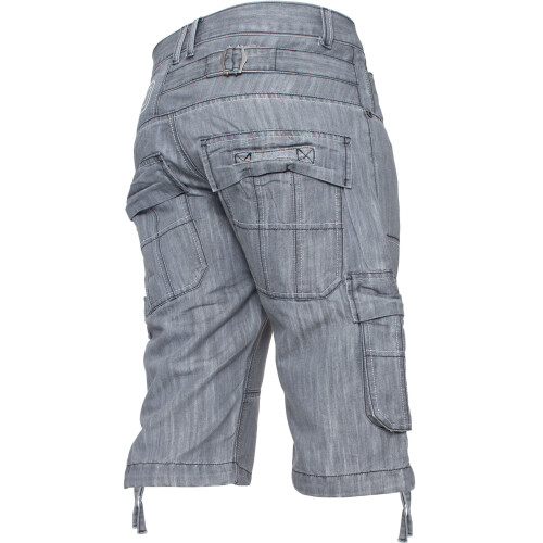 Ze Enzo (Grey, 34") Enzo Mens Shorts Raw Combat Cargo Pockets Denim 1