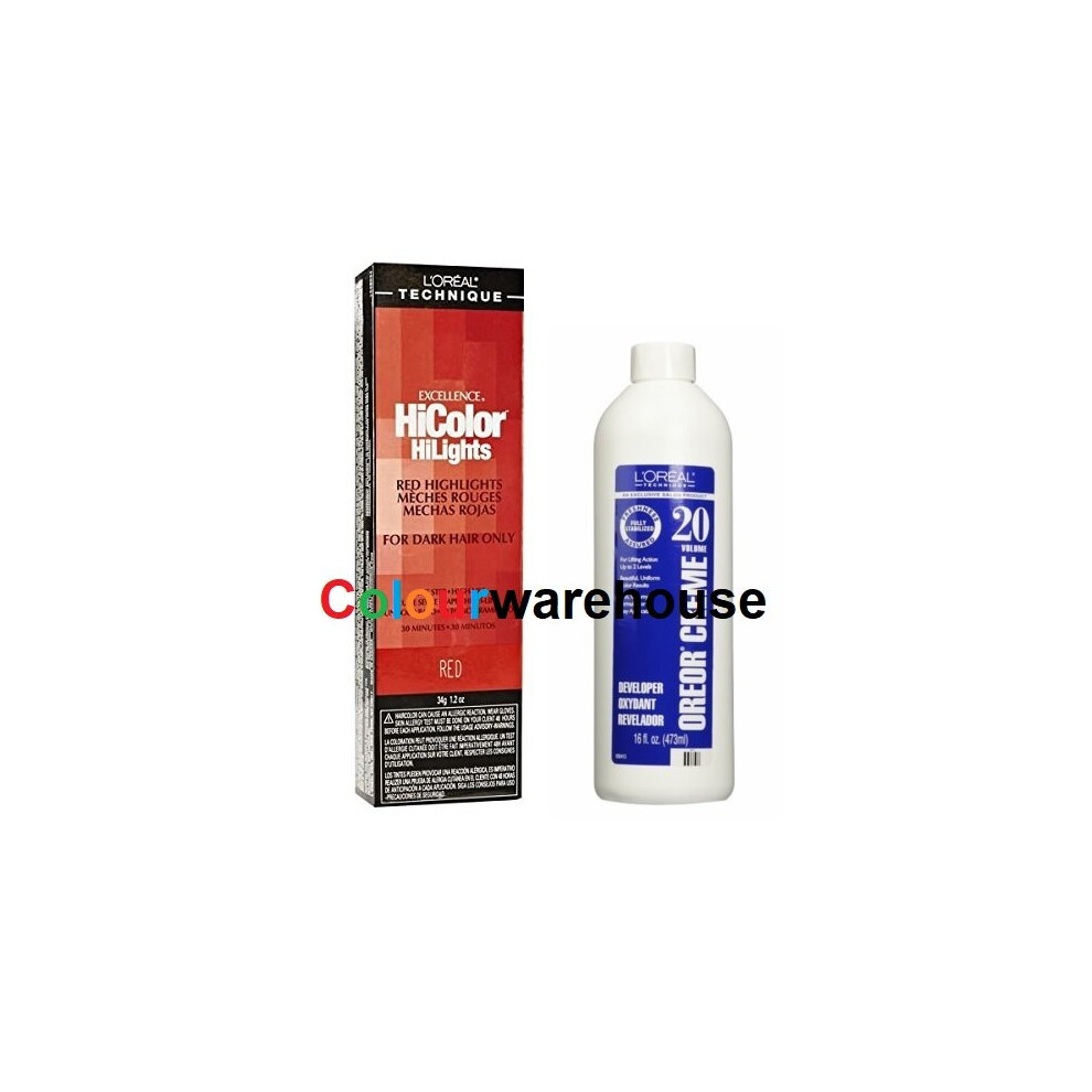 LâOrã©Al Paris Red,Multicoloured (Red, Dev (Vol. 20) 16Oz) L'oreal Hicolor Red Hilights For Dark Hair Only