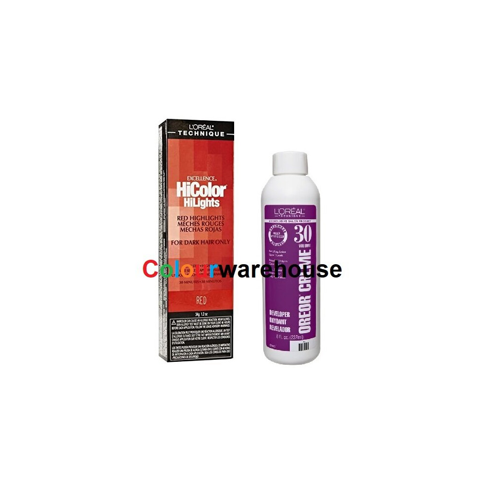 L’oréal Paris (Red, Dev (Vol. 30) 8Oz) L'oreal Hicolor Red Hilights For Dark Hair Only Red,Multicoloured